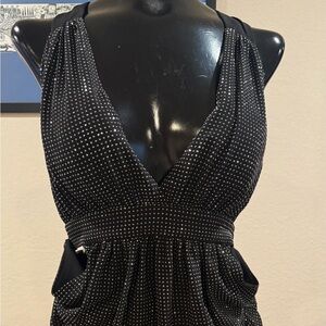 bebe Black and White Polka Dot Tank Top